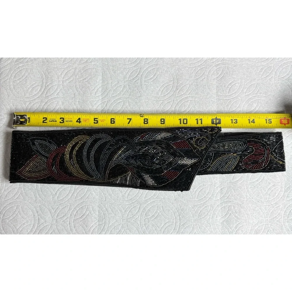 Vintage 70s 80s‎ 90s Disco Multi-Color Sequence Beaded Women's Sash Satin Belts